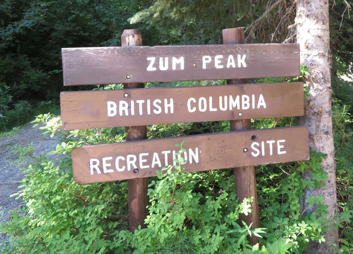 Wooden Zum Peak Recreation Site entrance sign