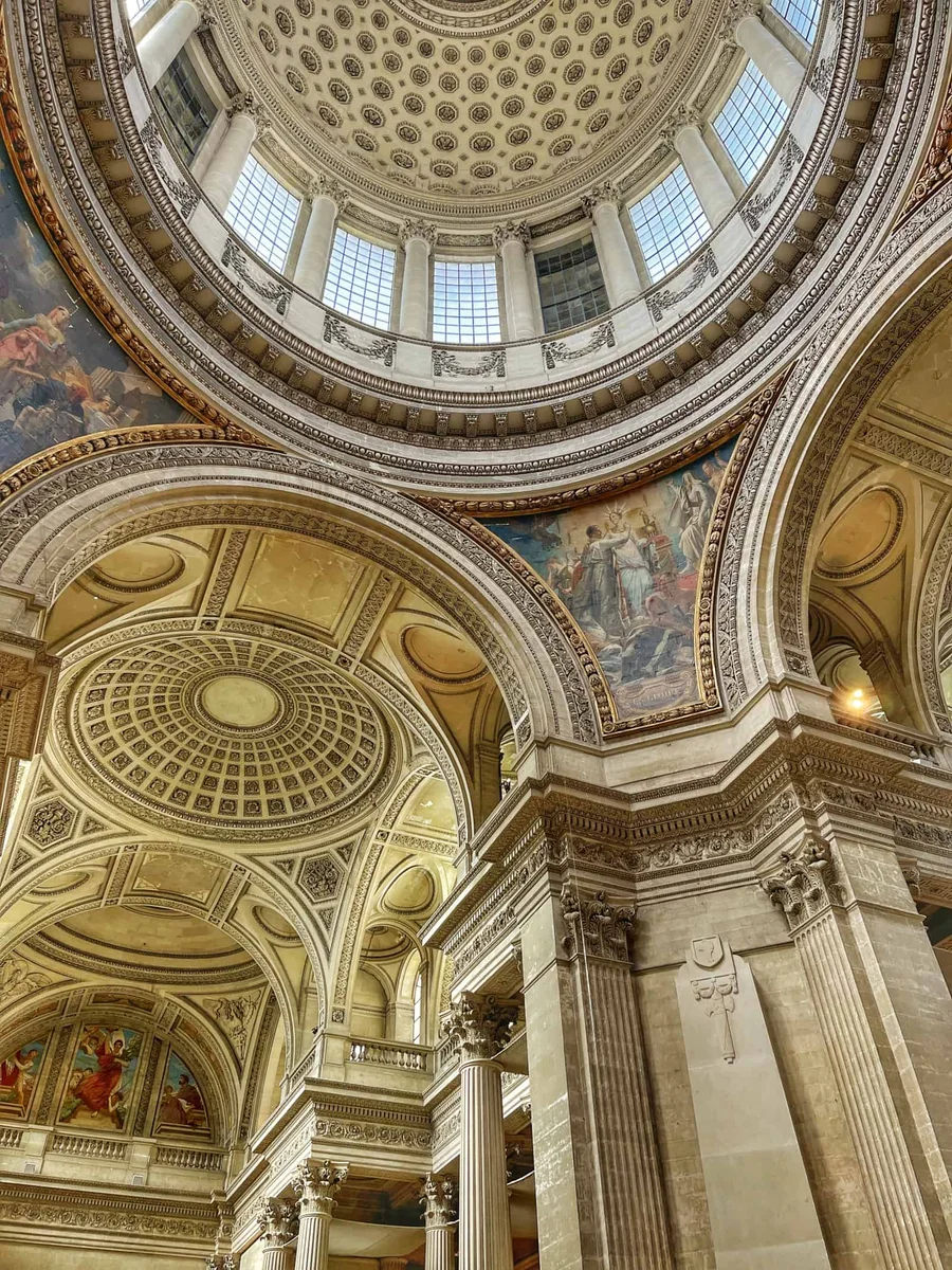 Architectural interior of the Panthéon in Paris