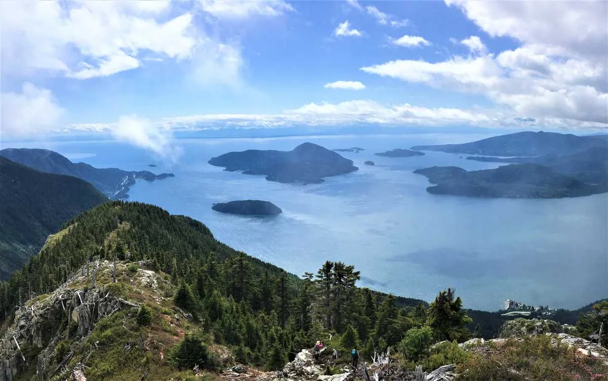 View over the North Shore mountains and coastal inlets
